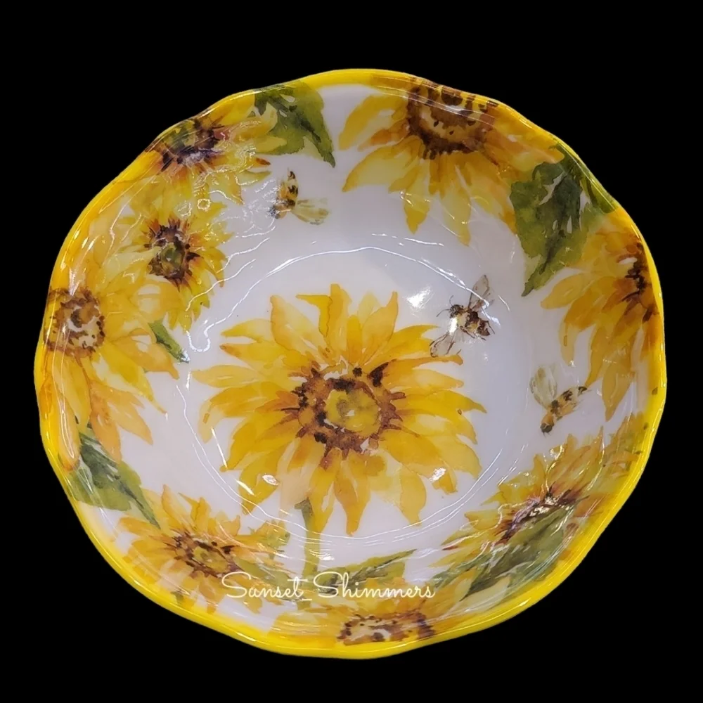 12pc Tuscan Sunflower Honey Bee Melamine Dinner Salad App Dessert Plate Set New